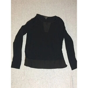 Womens Banana Republic Blouse Size XS Black V Neck Cutout Business Casual